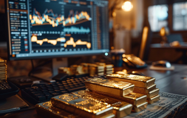 realistic-table-with-gold-bars-money-monitor-with-forex-chart-gold