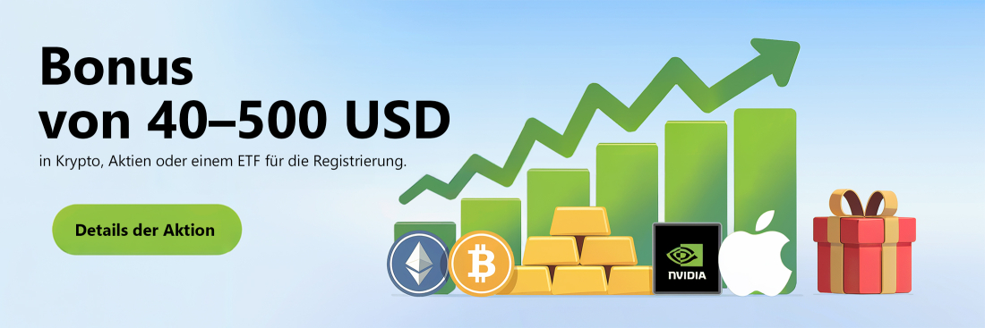 Bonus von 40–500 USD in Krypto, Aktien oder einem ETF