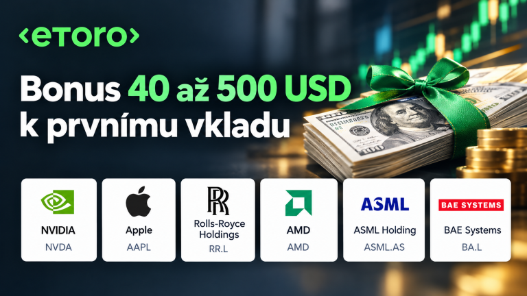 eToro akcie zdarma => promo bonus za registraci až 500 USD