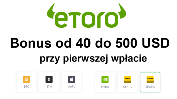 Bonus od 40 do 500 USD przy pierwszej wpłacie