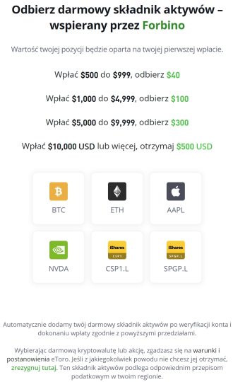 Odbierz darmowy składnik aktywów eToro