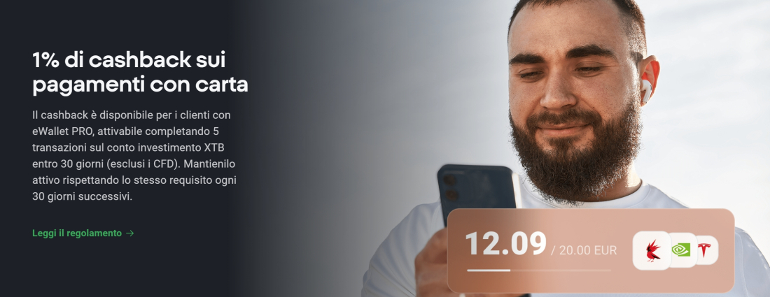 1% di cashback sui pagamenti con carta