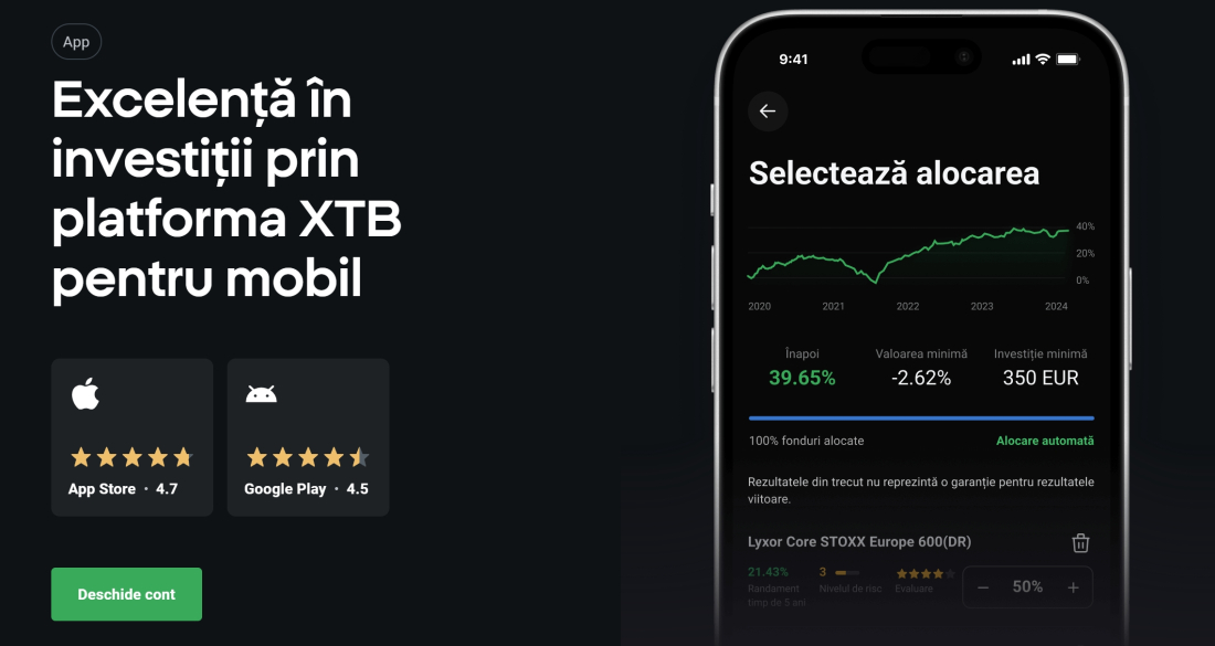 platforma XTB pentru mobil