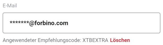 Angewendeter Empfehlungscode XTBEXTRA
