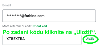 Zadanie odporúčacieho kódu XTBEXTRA u brokera XTB
