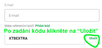 zadaný odporúčací kód XTBEXTRA u brokera XTB