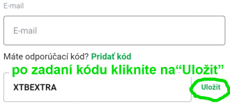 Zadanie odporúčacieho kódu XTBEXTRA