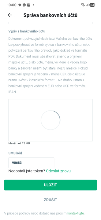 odeslání výpisu z banky do XTB