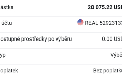 výběr 20075,22 USD z XTB bez poplatku
