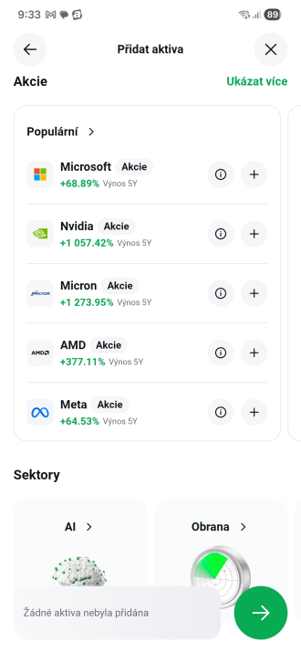 Nabídka populárních akcií pro investiční plán XTB