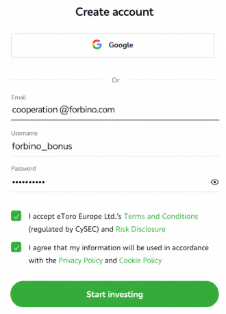 eToro bonus step 1