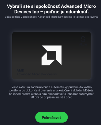 eToro vybraná akcia AMD zadarmo