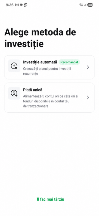 Výběr mezi Auto Invest a jednorázovou platbou v aplikaci XTB