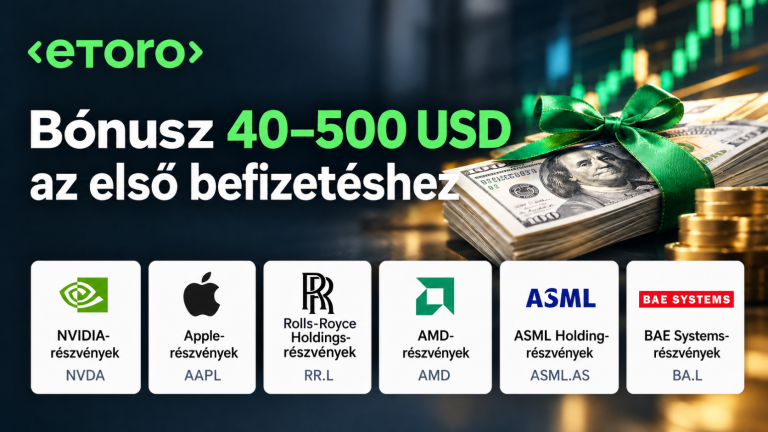 eToro ingyenes részvény: akár 500 USD-s regisztrációs bónusz