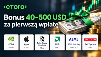 Bonus eToro od 40 do 500 USD w darmowych akcjach Bonus eToro od 40 do 500 USD w darmowych akcjach