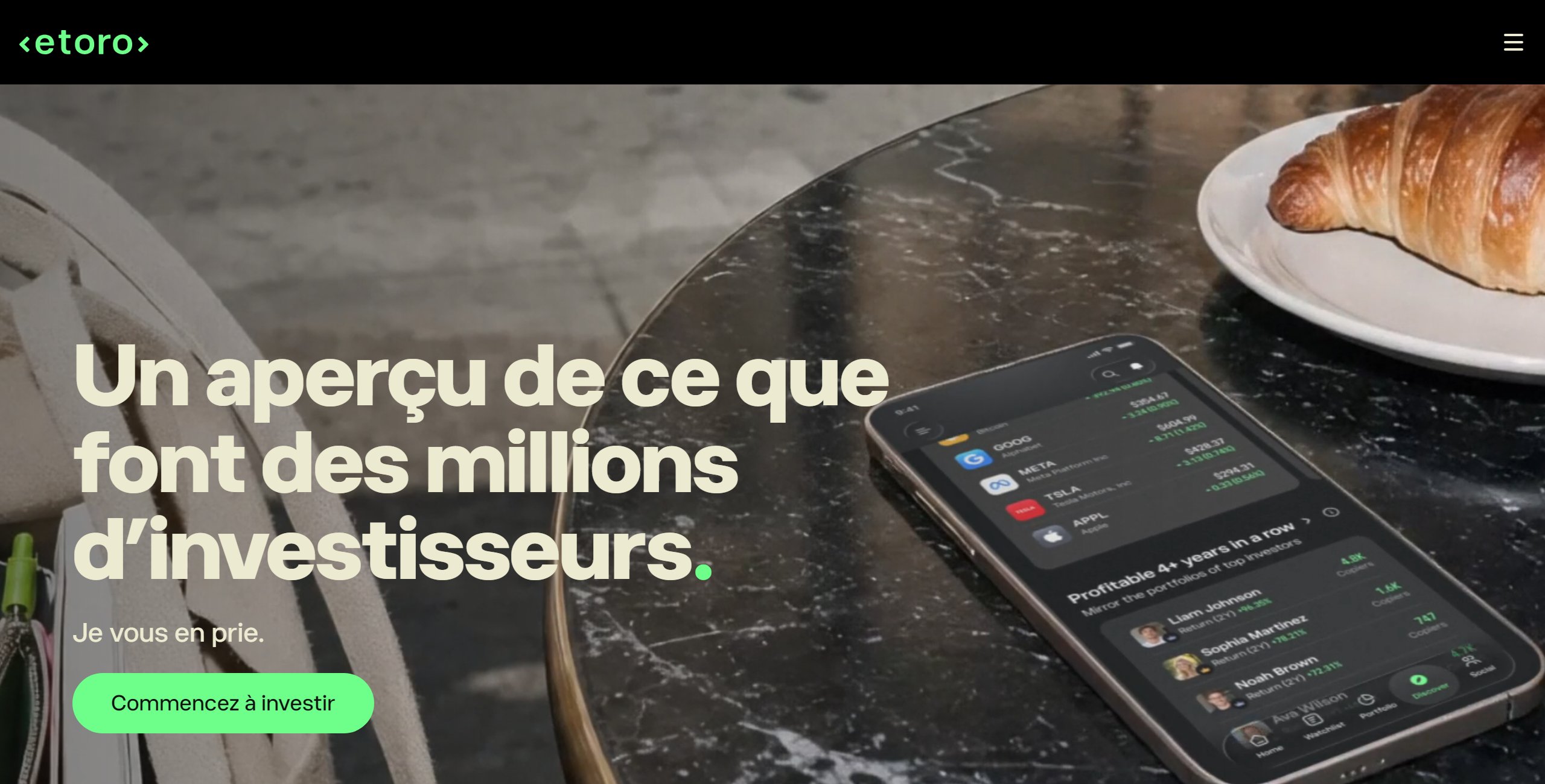 Le site d'eToro en France