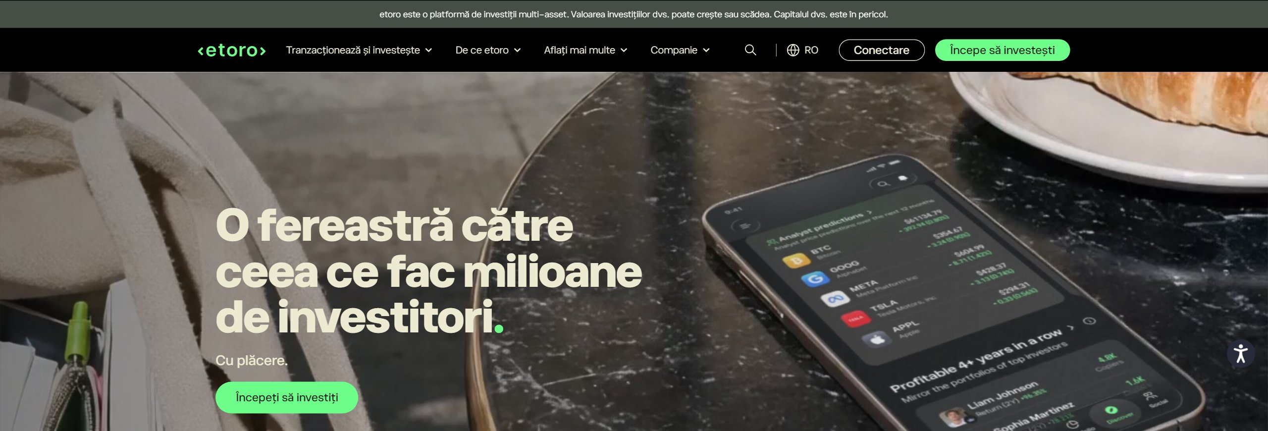 Site-ul eToro în limba română