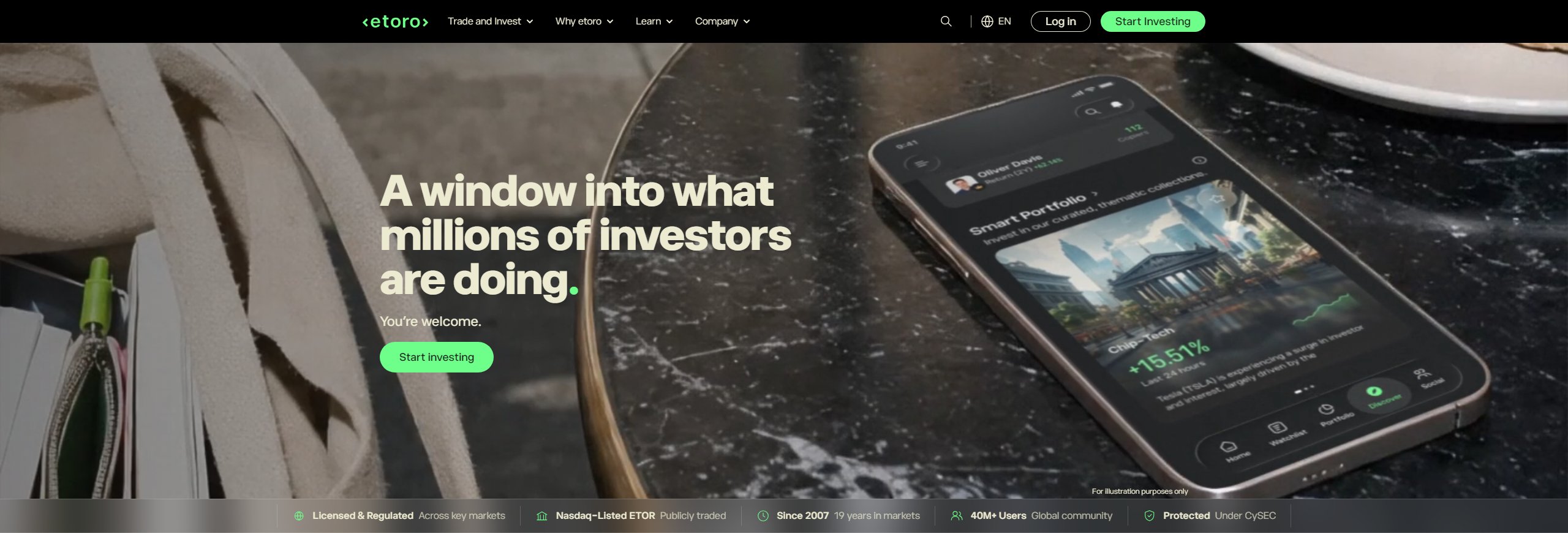 eToro's website