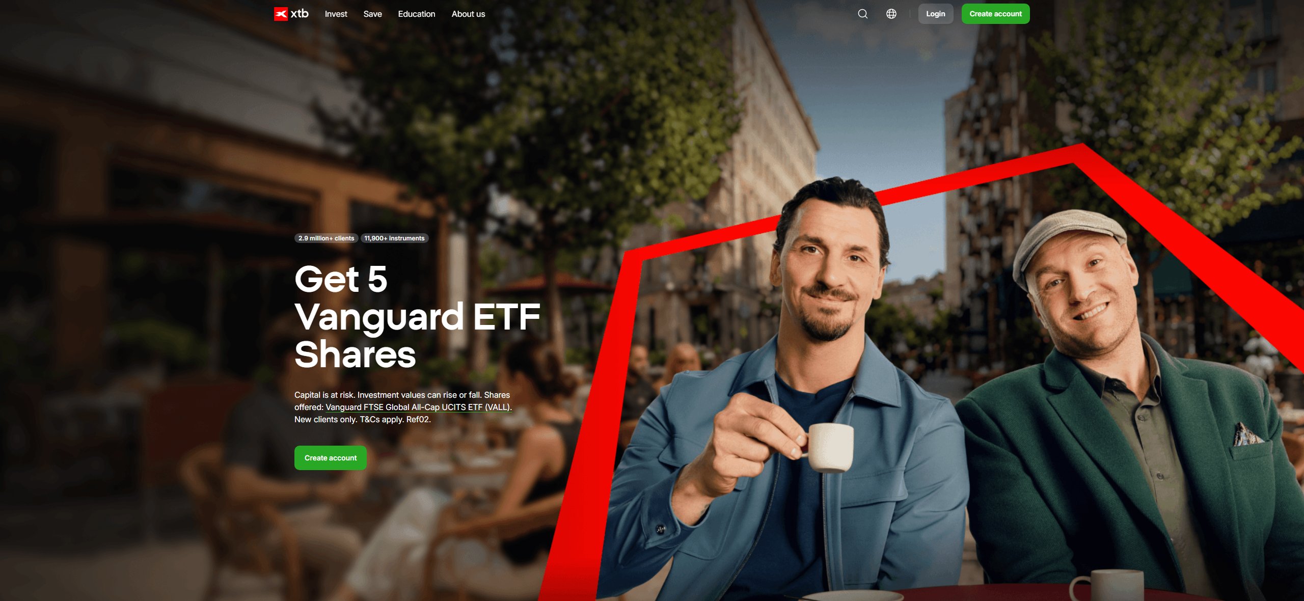 XTB's website in the UK