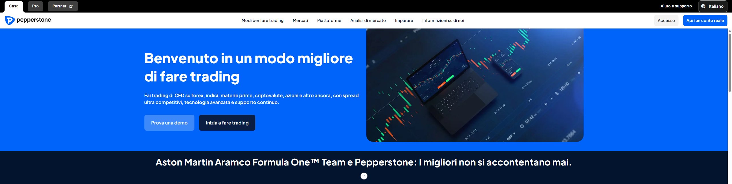 Il sito di Pepperstone in italiano