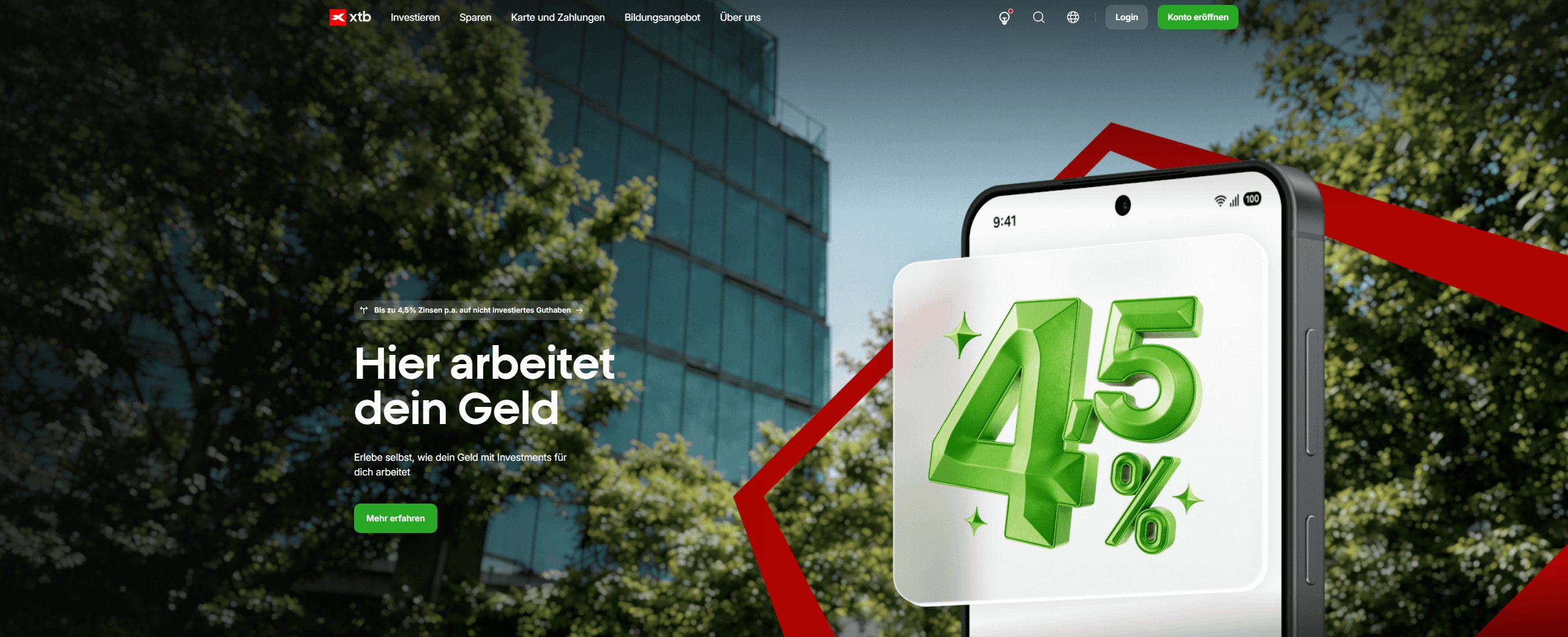 Die Website von XTB in Deutschland